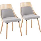 Anabelle Dining Accent Chair in Natural Wood & Grey Fabric (Set of 2)